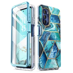 Sleek Full-Body Protective Case with Built-in Screen Protector for Moto G Stylus 5G (2022) by i-Blason Cosmo (Ocean)