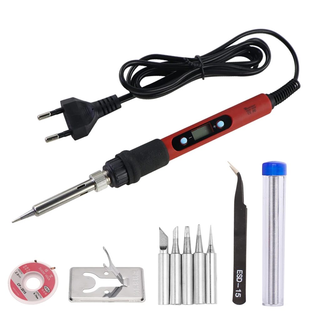 80W Adjustable Temperature Electric Soldering Iron Welding Tools Ceramic Heater Soldering Tips Desoldering Pump Rework