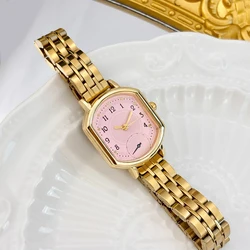 Sophisticated All - Match Women's Watch with Oval Dial and Premium Stainless Steel Strap (Golden pink)
