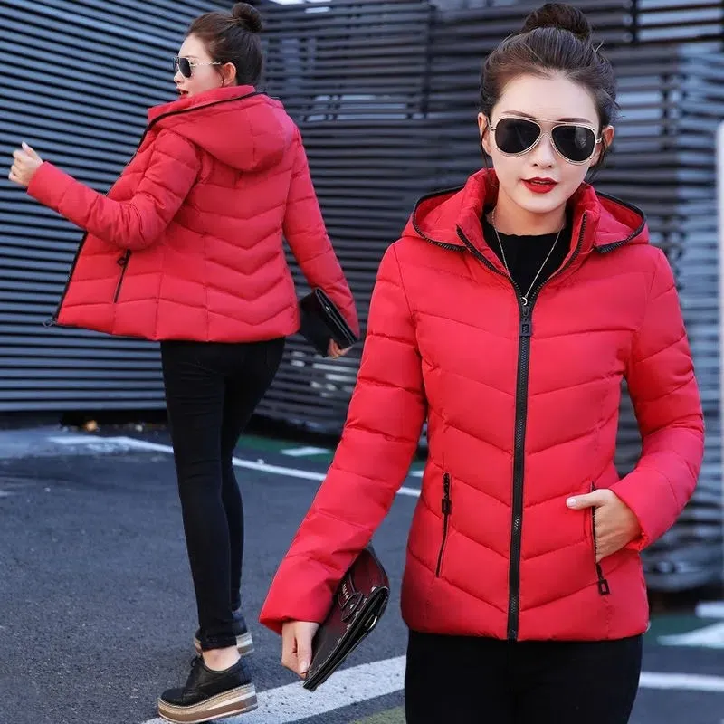 

Fashion New Short Cotton Coat Women's Parka Autumn Winter Jackets Warm Solid Hooded Casual Women Coat Korean Female Outerwear
