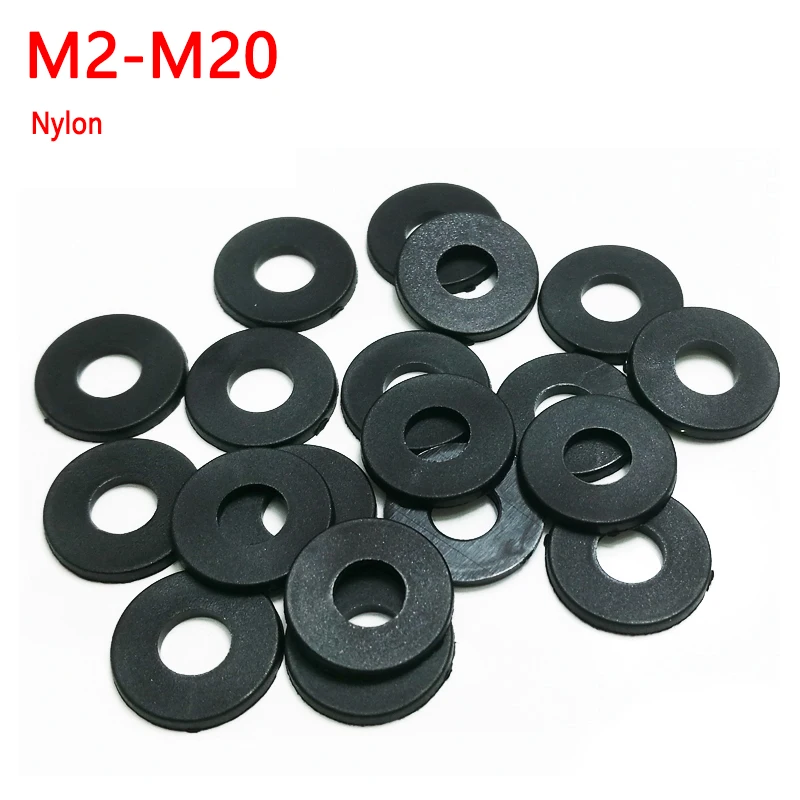 Plat Nylon Noir (Plastique) Rondelles Forme A M2, 2.5, 3,M3.5,4 M5,6 M8