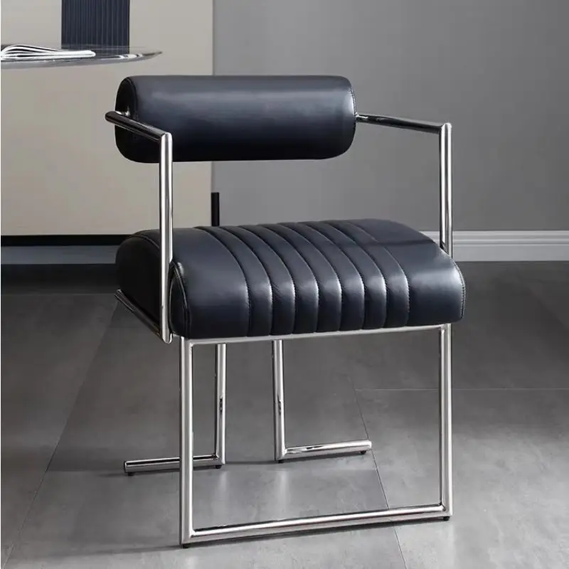 Bauhaus Dining Chair Designer Modern Minimalist Stainless Steel Reading Chair Creative Home Use Armrest Casual Vintage Chair
