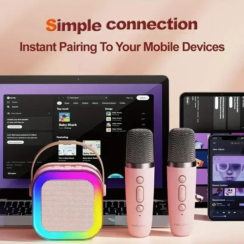 K12 Bluetooth Speaker Portable Karaoke Machine 5.3 PA System With 2 Wireless Microphones Home Family Singing Children's Gifts bluetooth speaker