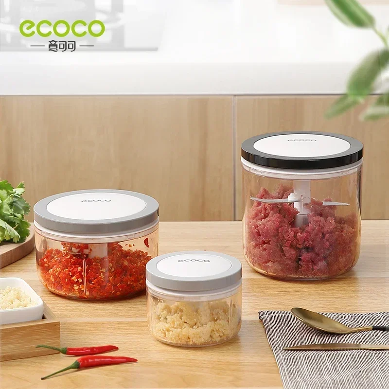 Ecoco Portable Hand-held Vegetable Cutter Kitchen Multi-function Manual Garlic Press Grinder Meat Cutting Machine