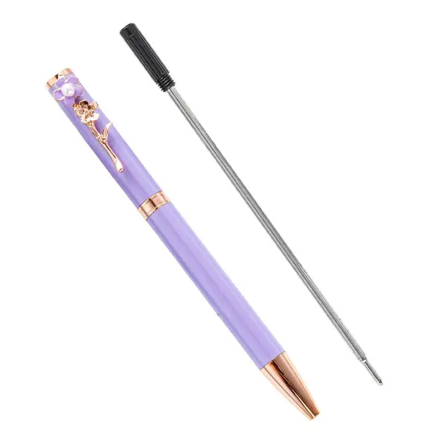 Ballpoint Pen Clip Creative Writing Pens For Journaling Stationary Pens  With Flower Pearl Clip Writing Aesthetic