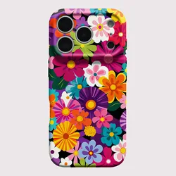 Colorful Retro Floral Hard Shell Phone Case with Durable Bumper - iPhone 12 Mini (JSS167)
