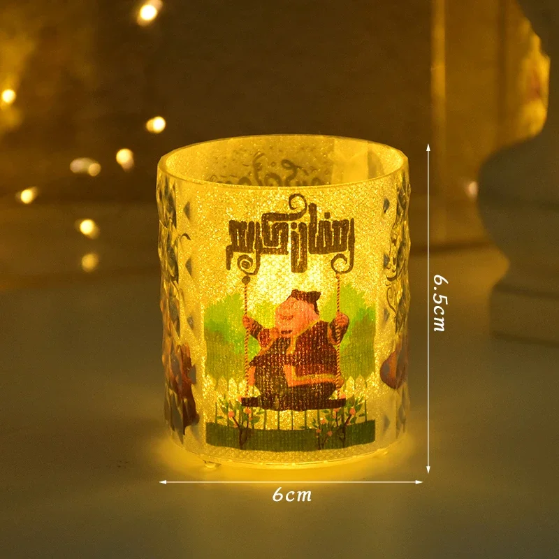 Eid Mubarak LED Candle Cup with Lights Ramadan Home Decoration Table Night Lamp Eid Al Adha Gifts Islamic Muslim Party Supplies