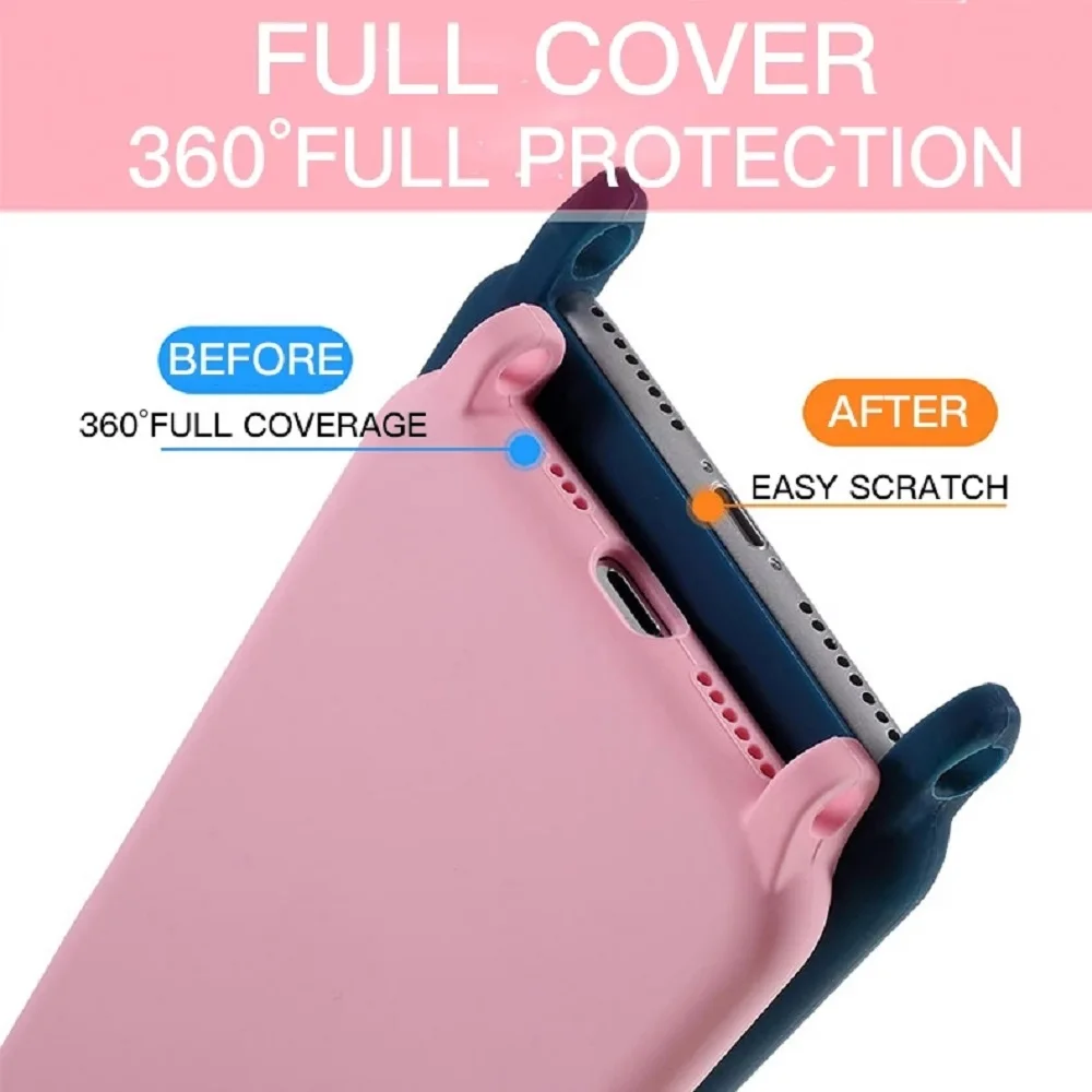 Liquid Silicone Crossbody Lanyard Case with Neck Strap - Soft Candy Cover