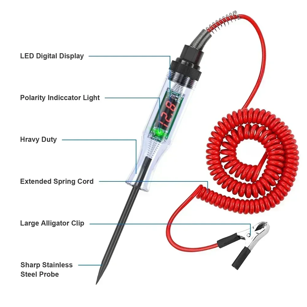 Car Truck Voltage Circuit Tester Auto 3V-24V Tools Car Diagnostic Probe Test Pen Light Bulb Electric Measuring Pen Tools