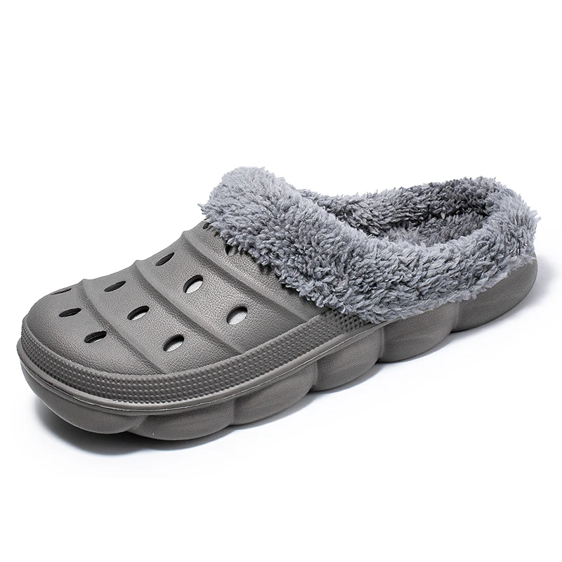 Zapatillas de invierno para hombre y mujer, zuecos de jardín de felpa peluda cálida, pantuflas casa, chanclas de pareja para interiores|Zapatillas| - AliExpress