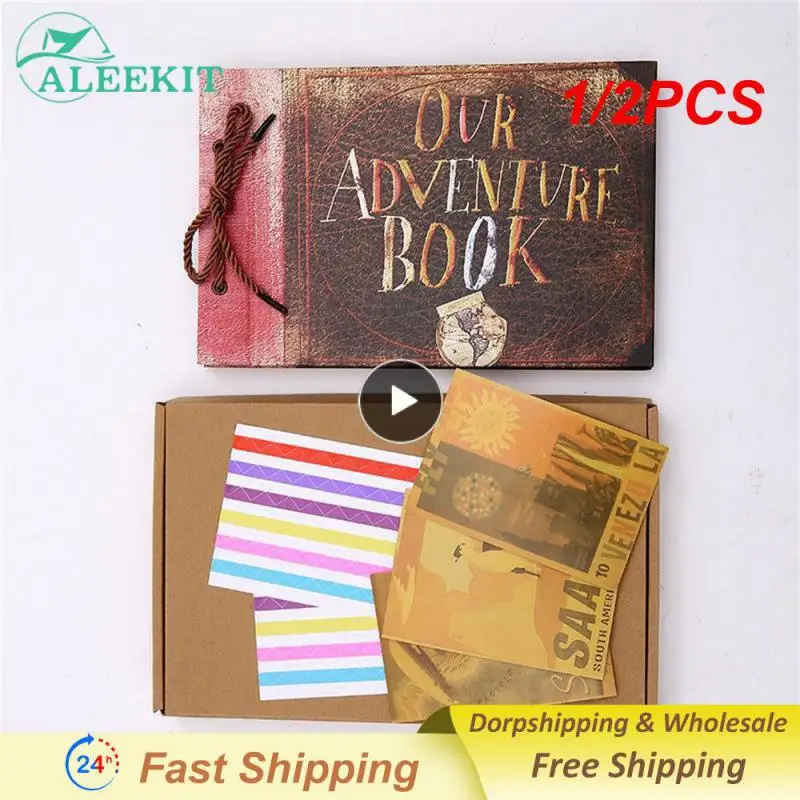 

1/2PCS Vintage40 Pages Kraft Paper Sheets Card Our My Adventure Book Album Handmade Pixar Photo foto Scrapbook Photo Album