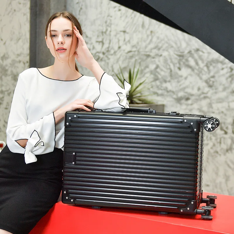 PLUENLI All-Aluminum Magnesium Alloy Trolley Case Universal Wheel Female Frame Box Right Angle Suitcase