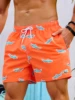 Summer New Men's Shorts Swimming Pants Drawstring Retro Fashion Print Holiday Beach Holiday Hawaiian Micro Elastic Shorts 1
