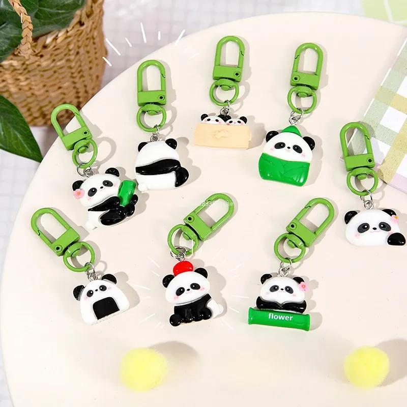 1pcs Cute Cartoon Panda Keyring Lovely Animal Keychain Car Key Holder School Bag Pendant Backpack Decoration Couple Gifts