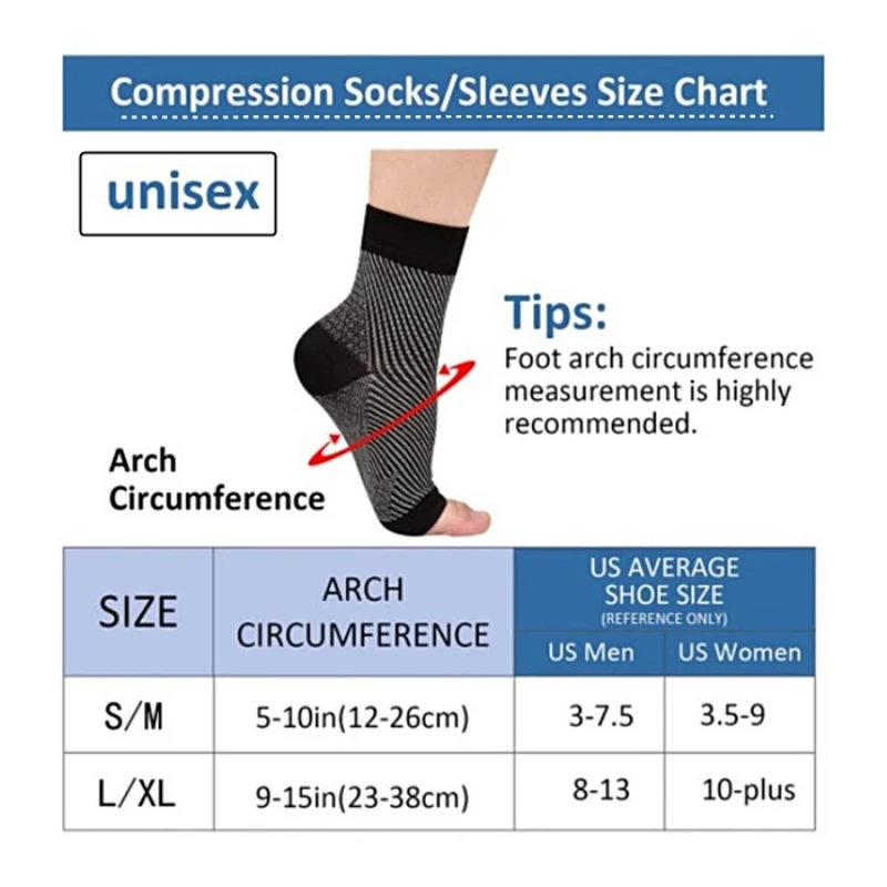 1Pair Ankle Brace Compression Support Sleeve,Medical Ankle Compression Socks for Plantar Fasciitis,Ankle Swelling,Arch Support BEST SELLERS