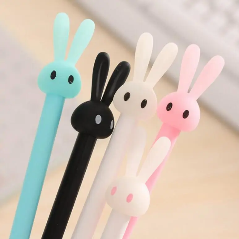 

100 pcs/lot Kawaii Rabbit Gel Pen Cute 0.5 mm Black Ink Signature Pen School Office Writing Supplies Promotional Gift