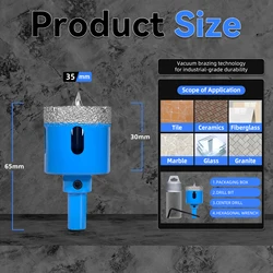 Diamond Drill Bits Set for Ceramic, Tile, Glass, Marble, Granite, and Stone - Precision Hole Saw (35)