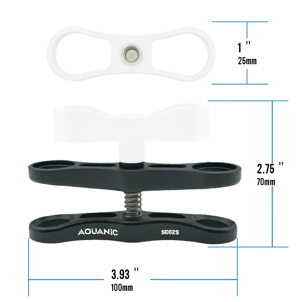 Diving Extended 2 Holes Clamp Butterfly Clip diving clamp for Ball Mount Adapter Light Arm Tray Bracket Camera Housing camera accessories camera bracket camera clamp camera handlebar clamp camera screw mount screw mount adapter camera mount bracket camera ball head mount