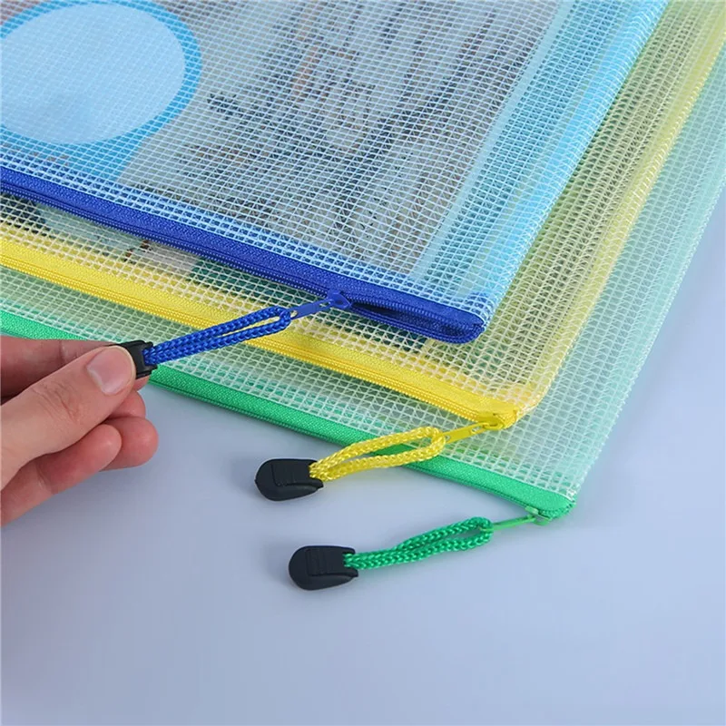 방수 지퍼 파일 폴더, 학교 사무용품, 연필 케이스, 화장품 메이크업 가방, A3, A4, A5, 10PCs 메쉬 지퍼 파우치