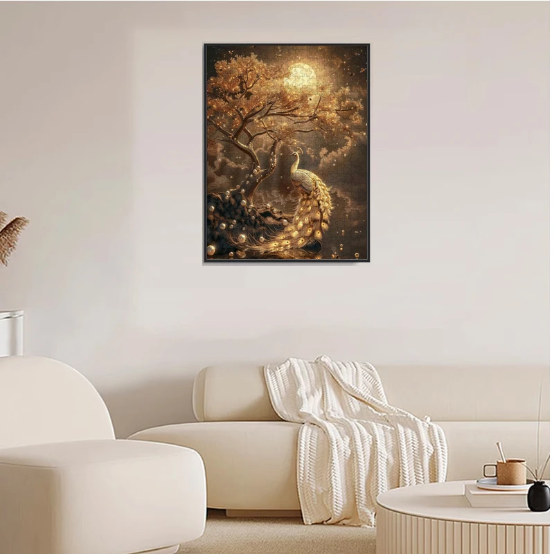 70*50cm 1000pieces Paper Puzzle Adult Puzzle Peacock in the MoonlightDifficulty Jigsaw Puzzle Relaxing Craft Home Wall Decro 6