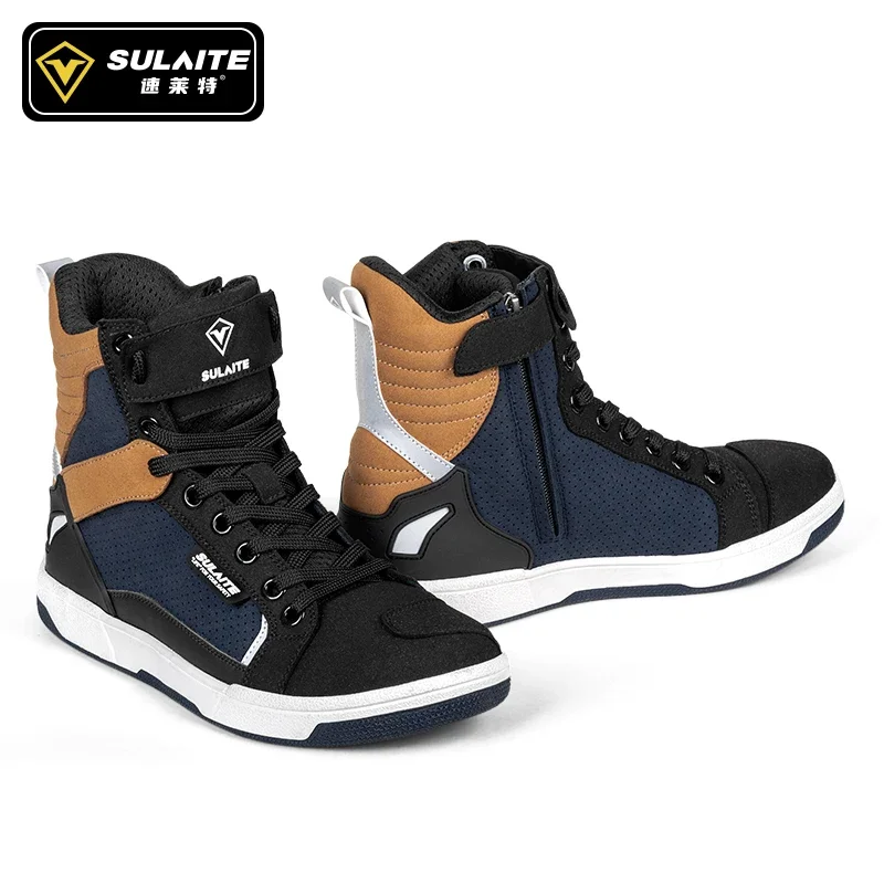 Motorcycle Boots Shoes Men's Riding Microfiber Leather Summer Breathable Anti-fall Casual