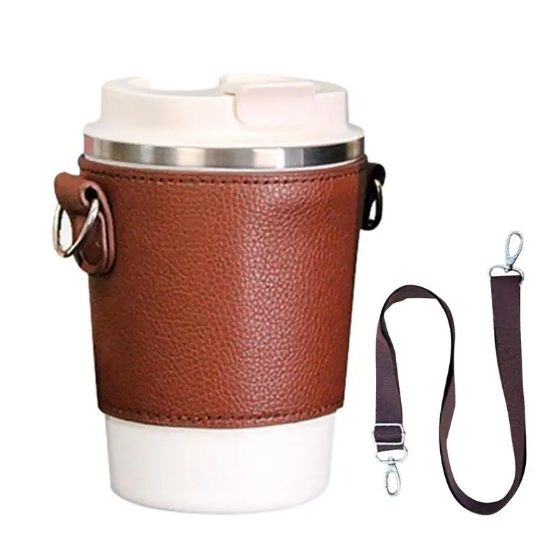 

Leather Coffee Cup Holder Detachable Cup Holder Bag Portable Handbag Beverage Cup Sleeve MultiPurpose Water Bottle Accessories
