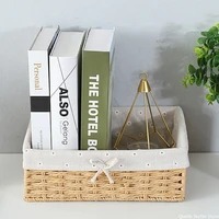 Woven Storage Baskets Organizers Kitchen Sundries Storage Baskets Cosmetics Snack Storage Box Desktop Organizer Container 2