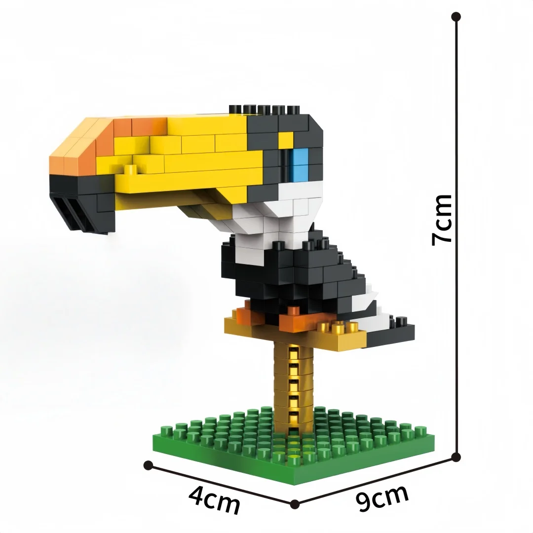 KNEW BUILT DIY Tier-Zoo Papagei Eule Mikro-Mini-Bausteine Spielzeug - Lehrreiches Puzzle-Spiel, Weihnachtsdekoration & Geschenk für Kinder/Erwachsene – Detail 5