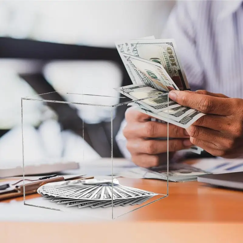 Acrylic Money Bank Unopenable Money Jar Atm Piggy Bank For Real Dollar Piggy Acrylic Jar Clear Change Box