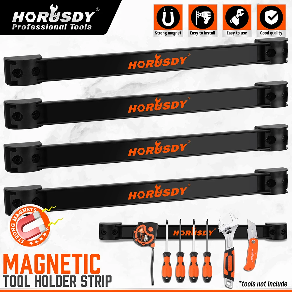 HORUSDY 4Pc 12" Magnetic Tool Holder Strip Garage Storage Organiser Extra Long