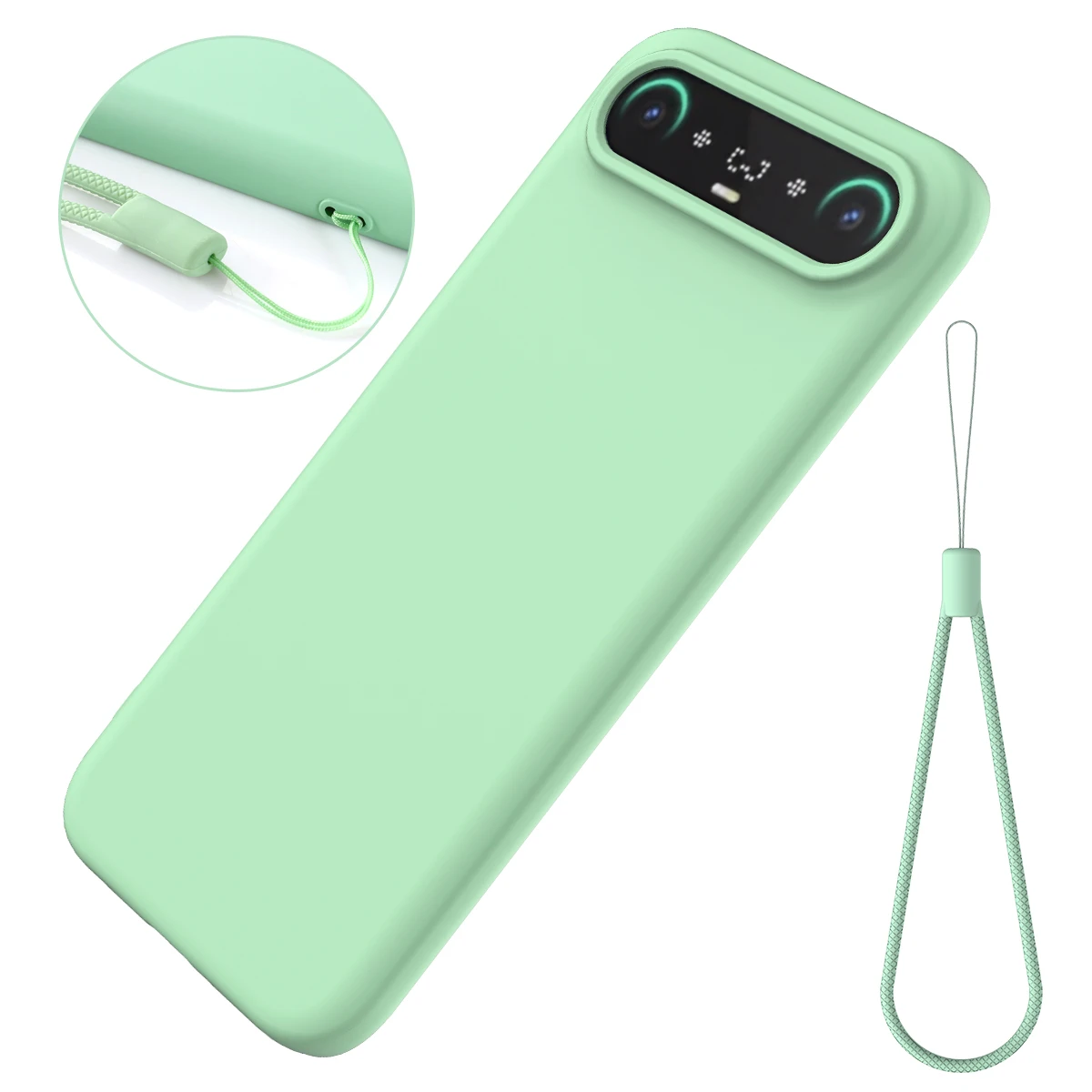 Slim Shockproof Liquid Silicone Phone Case with Protective Strap