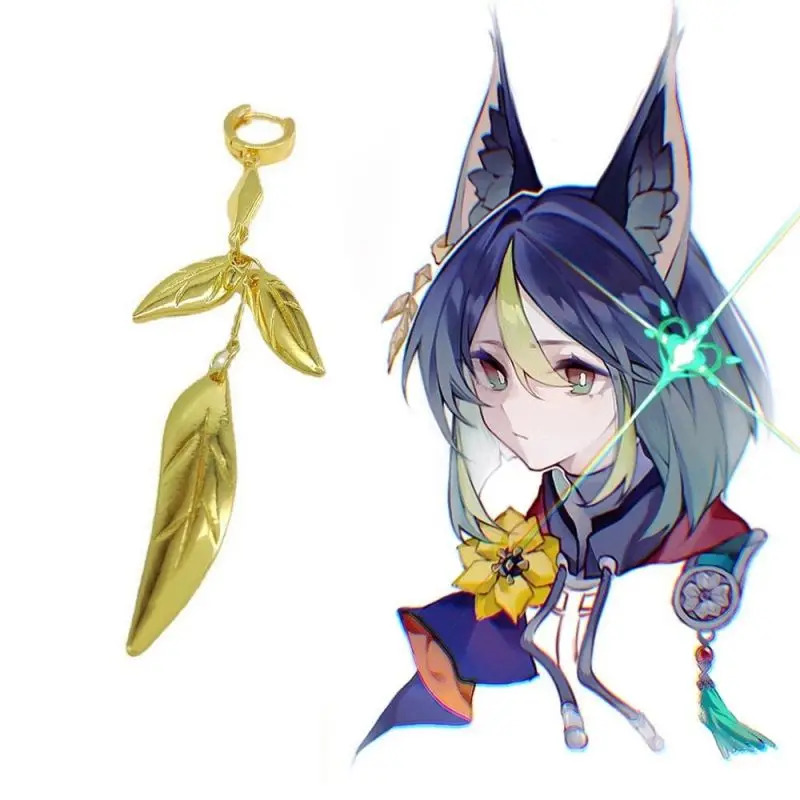 Anime Genshin Impact Tighnari Cosplay Earrings Ear Clip Fashion Jewelry Pendants Halloween Cosplay Costume Accessory 2
