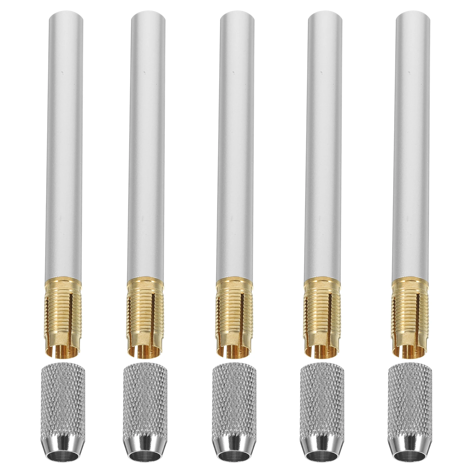 3pcs Pencil Holder Silver Pencil Extension Single for Colored Pencils Tools School Supplies Stainless Steel 6