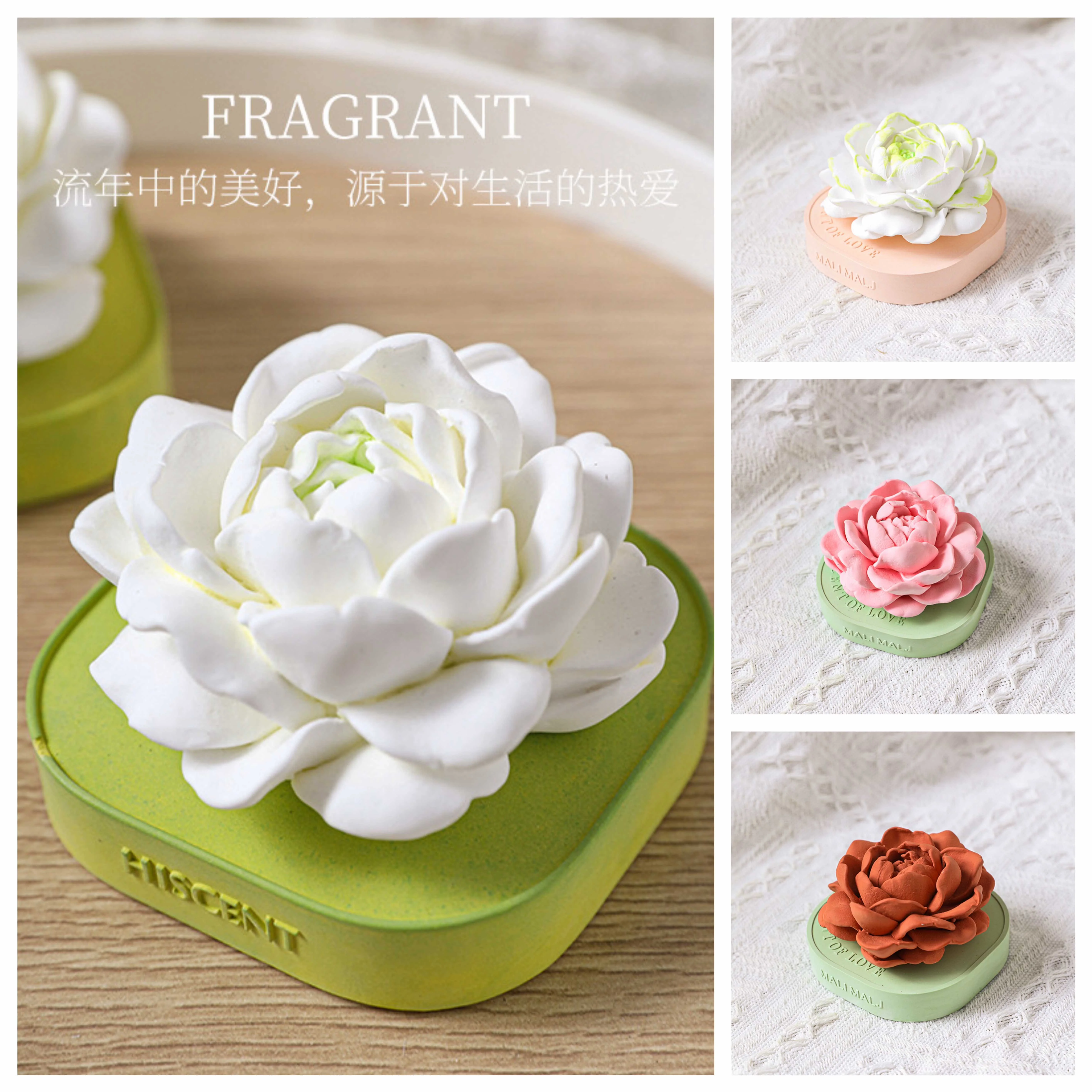 

Camellia car aromatherapy perfume car center console decoration expansion stone car accessories ornaments birthday gift