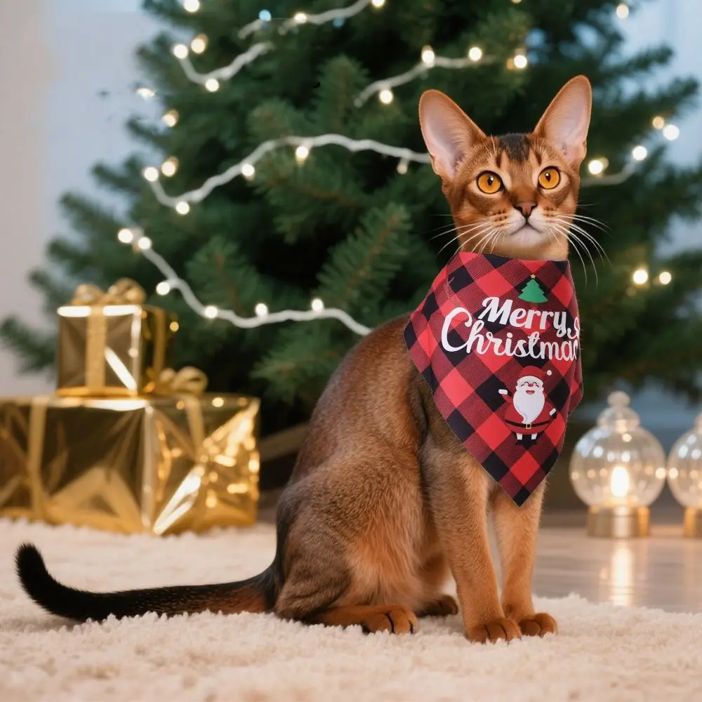 Pet Supplies Red Green Grid Christmas Dog Scarf Santa Claus Snowman Triangle Bandana Adjustable Pet Triangle Scarf Pet Grooming