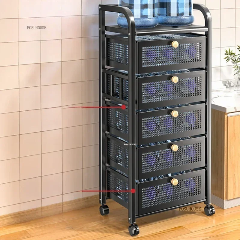 Drawer Type Fruit Basket Kitchen Trolleys Floor Storage Vegetable Rack Organizers Trolleys Multifunctional Rack Auxiliary Cart