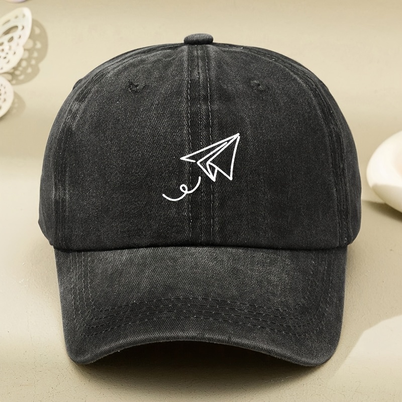 Line flat printed washed retro baseball cap for men and women, suitable for outdoor leisure and adjustable for sun shading
