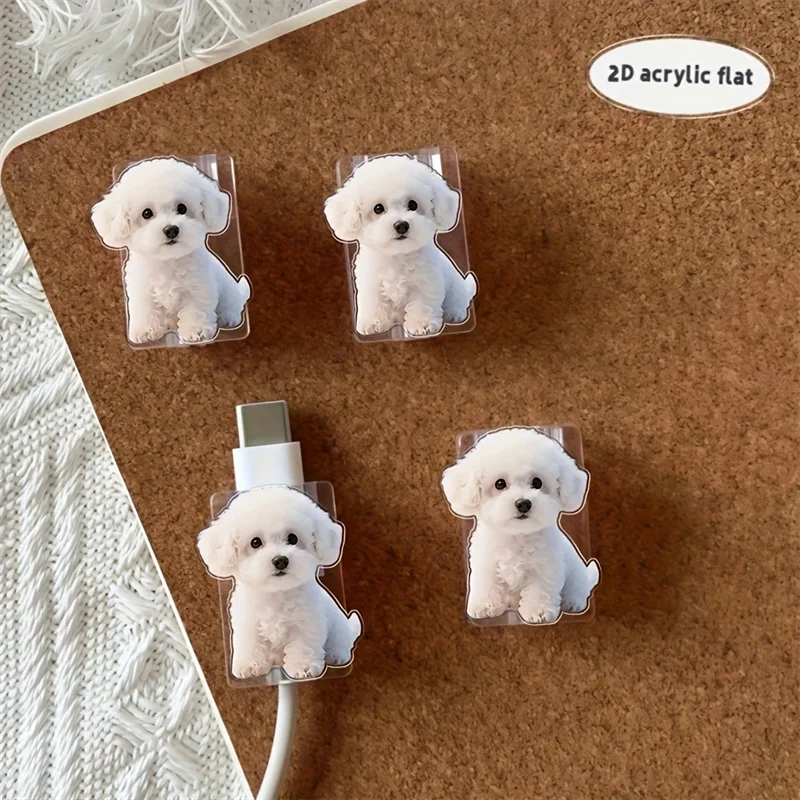 Charming White Dog Cable Protector Set – Playful Design