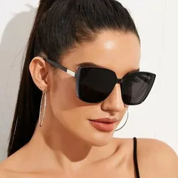 Exquisite Designer Cat Eye Sunglasses Woman Vintage Black Mirror Sun Glasses For Fashion Big Frame Cool Female Oculos De Sol