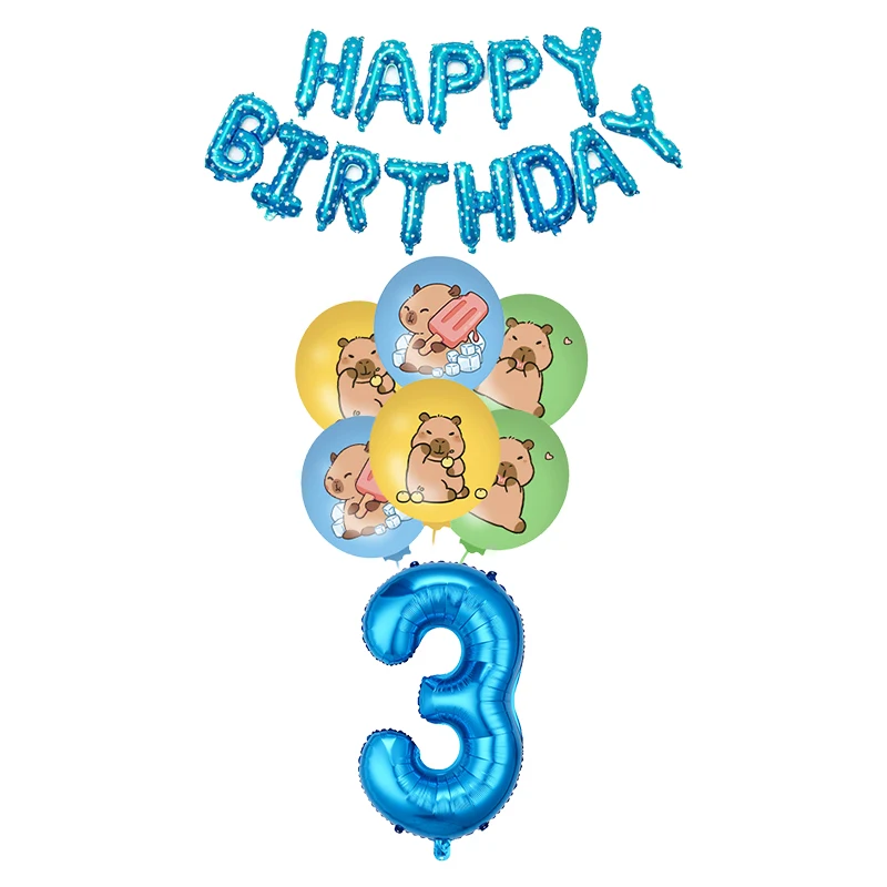 Capybara-Thema-Geburtstagsballons, Cartoon-Kawaii-Capybara-Form, Zahlenballon-Set, 1–12, für Kinder, 1–12 Jahre Geburtstag, Party-Dekoration – Detail 21