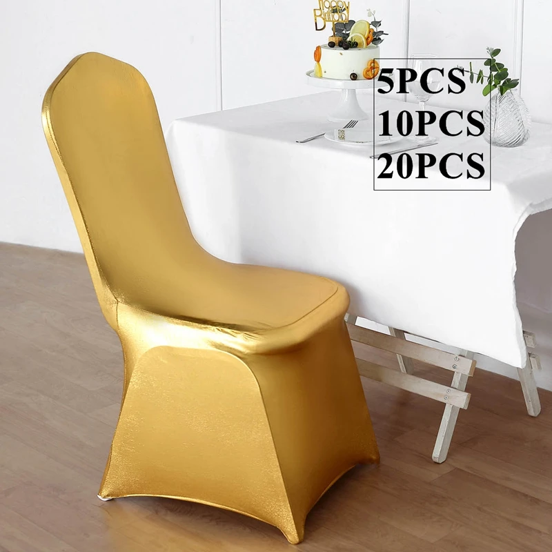 

Gold Color Bronzing Coated Spandex Chair Cover Event Party Wedding Chair Covers Decoration