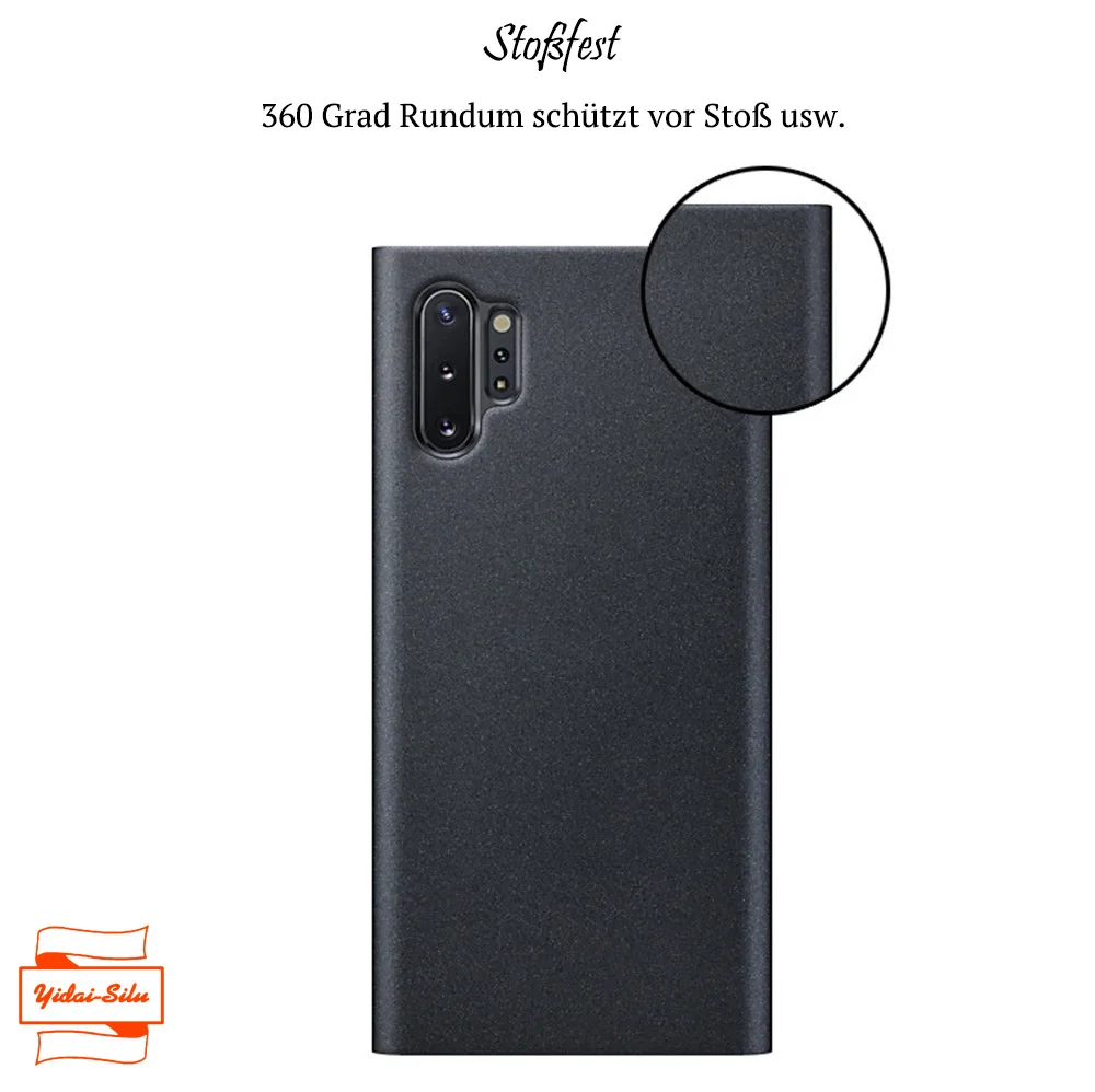 Yidai-Silu Leather Flip Case Business Smart Window Wake/Sleep Function View Stand TPU Folio Cover for Samsung Note 20 Ultra