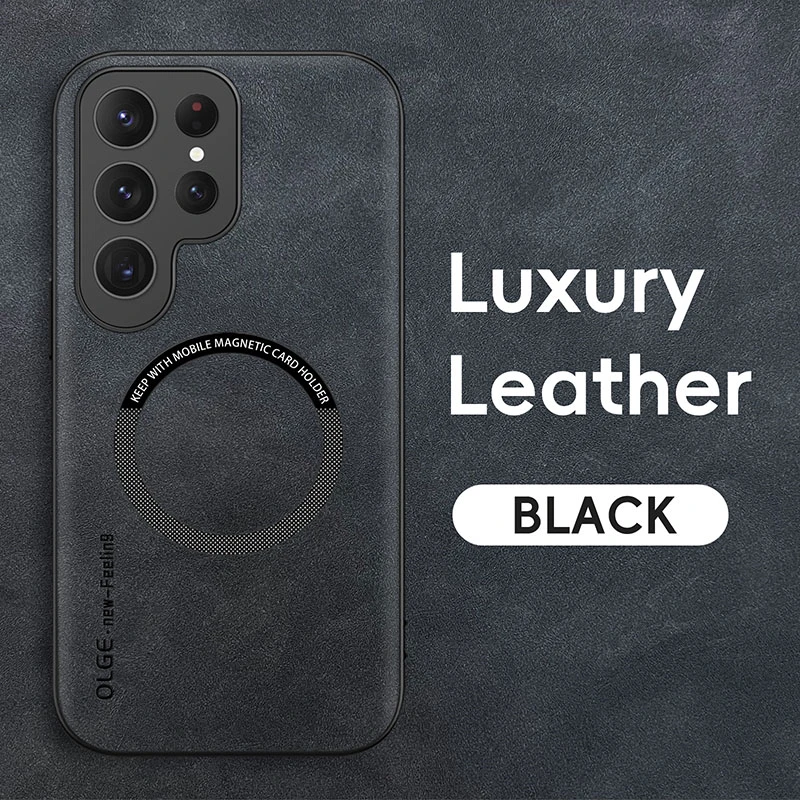 Leather Magnetic Phone Case with MagSafe Compatibility