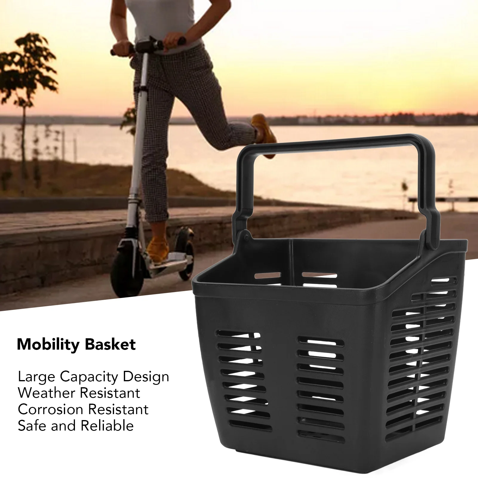 Mobility Scooter Basket Handle Portable  High Capacity Weather Resistance Scooter Accessories Mobility Scooter Basket 6