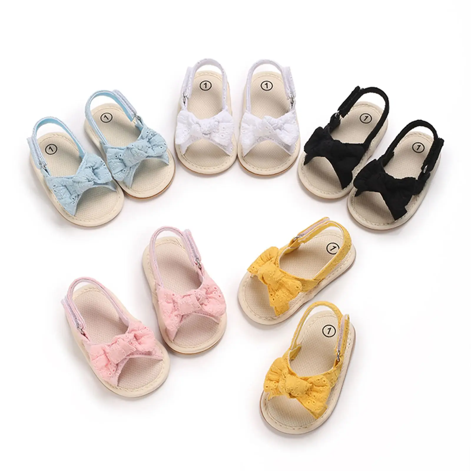 Cute Bowknot Baby Girls Sandals Breathable Open Toe Soft Sole Walking Shoes Summer Casual Shoes for Beach Toddler