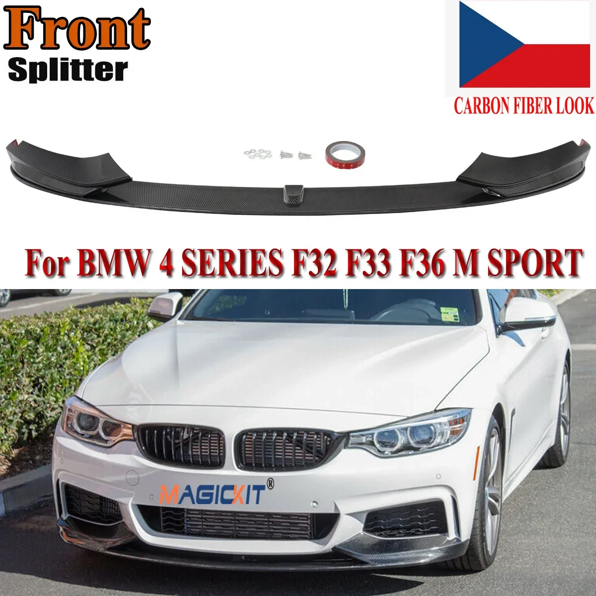 

MagicKit Carbon Fiber Style Front Bumper Spoiler Splitter For BMW 4' F32 F36 M Sport 14+
