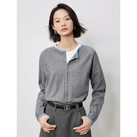 TOYOUTH Women Knitted Sweater 2024 Autumn New Contrasting Color Single Breasted Button Long Sleeve Round Neck Cardigan - Image 3