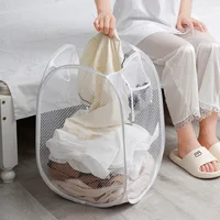 Folding Dirty Laundry Sorting Basket Washing Frame Bathroom Cloth Mesh Storage Bag Frame Bucket Laundry Organizers Storage Pouch 1