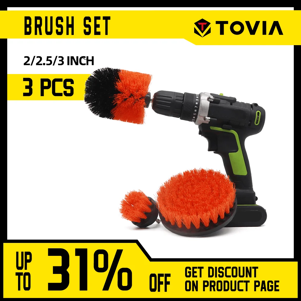 TOVIA 3pcs Power Scrubber Brush Set For Bathroom Electric Drill Clean Scrub Attachment Kit 2/3.5/5 inch | Инструменты