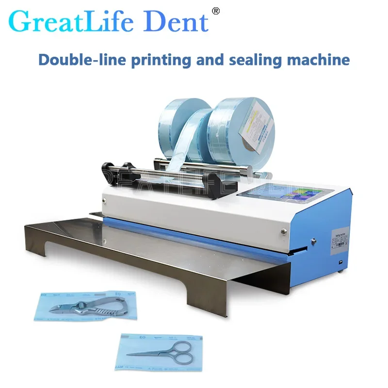 

GreatLife Dent 500W Automatic Sterilization Pouch Sealer Dental Sealing Lab Bag Machine With Time Printer Bracket Sealer Machine